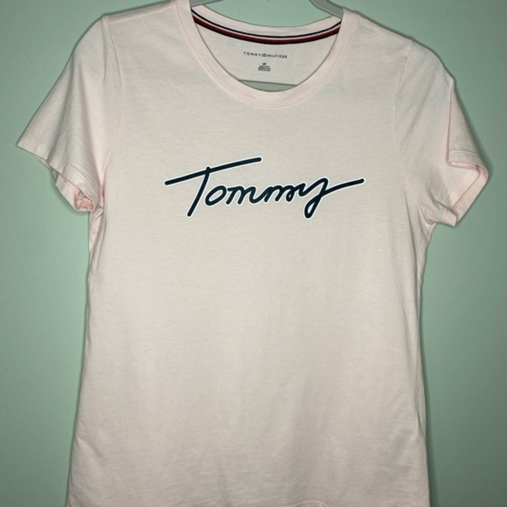TOMMY HILFIGER Womens T-Shirt Top Small Pink Cotton